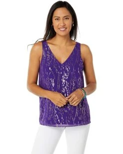 Coupon ⭐ Lilly Pulitzer Florin Silk Sleeveless V-Neck | 😀 Shirts & Tops 🤩