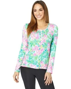 Best Sale 🧨 Lilly Pulitzer PJ Knit Long Sleeve Henley Top | Sleepwear ✔️