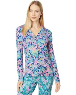 Outlet ⌛ Lilly Pulitzer Pj Knit Long Sleeve Button-Up Top | Sleepwear 🛒 -Cheap Lilly Pulitzer Store 81TE609WxCL. AC SR736920